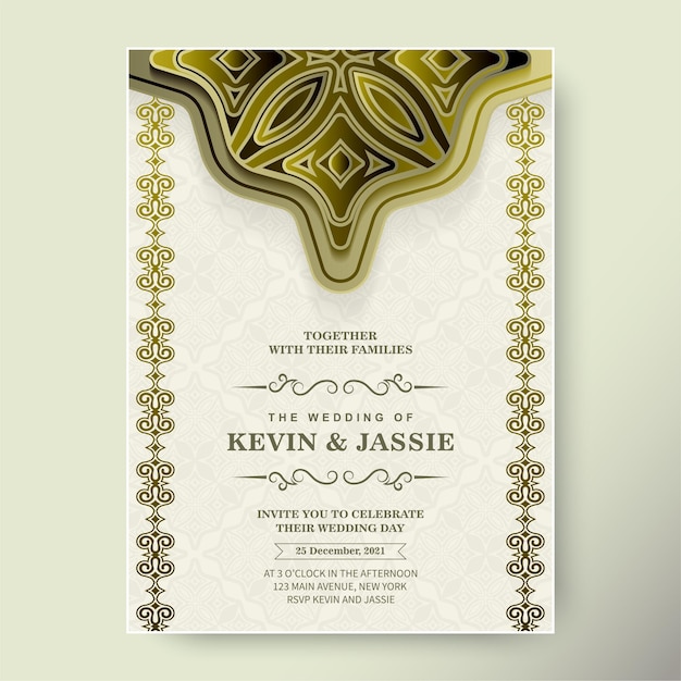 Invitation De Mariage De Luxe Avec Ornement En Or