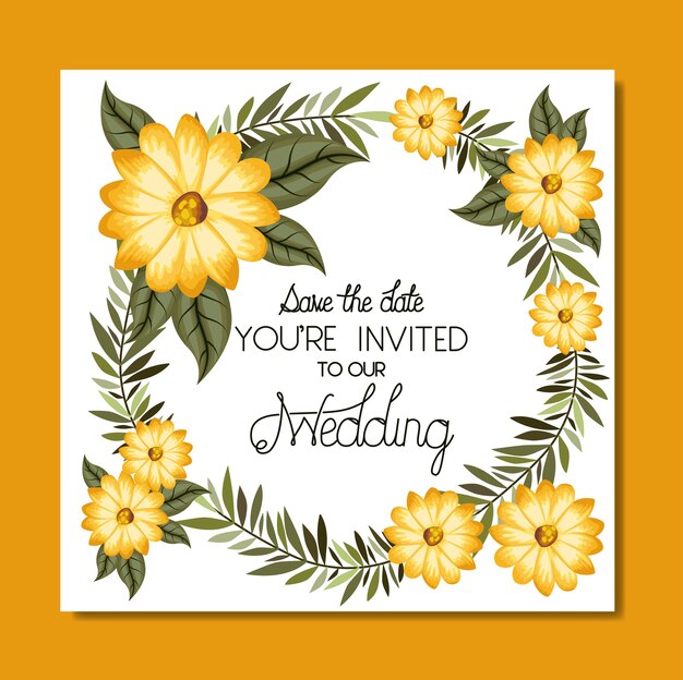 Invitation De Mariage Et Mariée Avec Guirlande Et Ruban