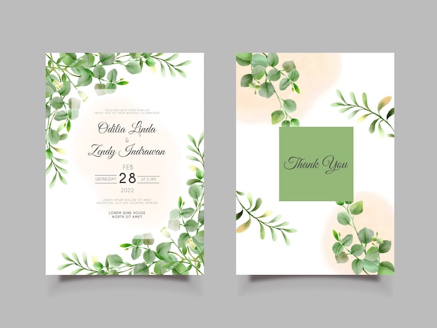 Invitation De Mariage Avec Modèle D'eucalyptus Dessiné Main élégant Et Verdoyant