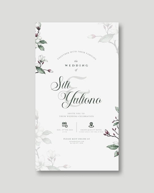 Invitation De Mariage Numérique Avec Aquarelle De Fleurs