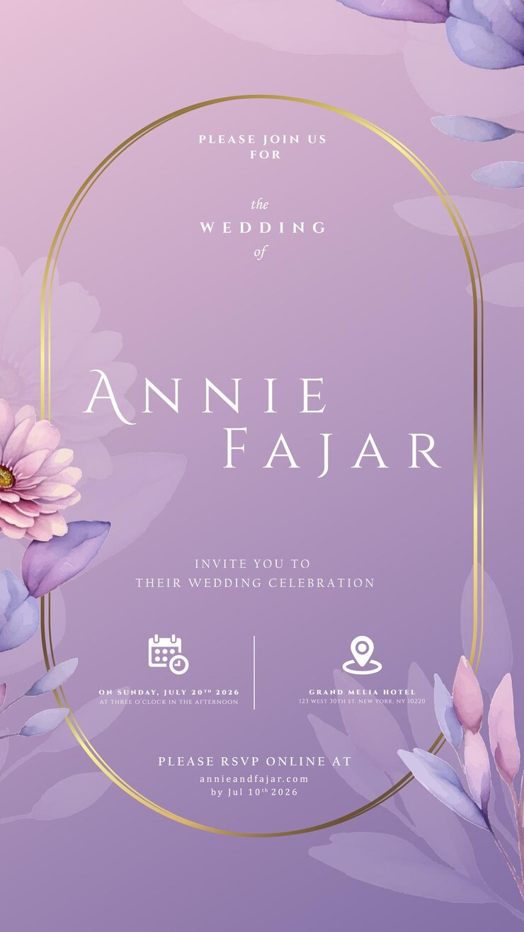 Vecteur invitation de mariage numérique avec illustration florale vectorielle haut de gamme