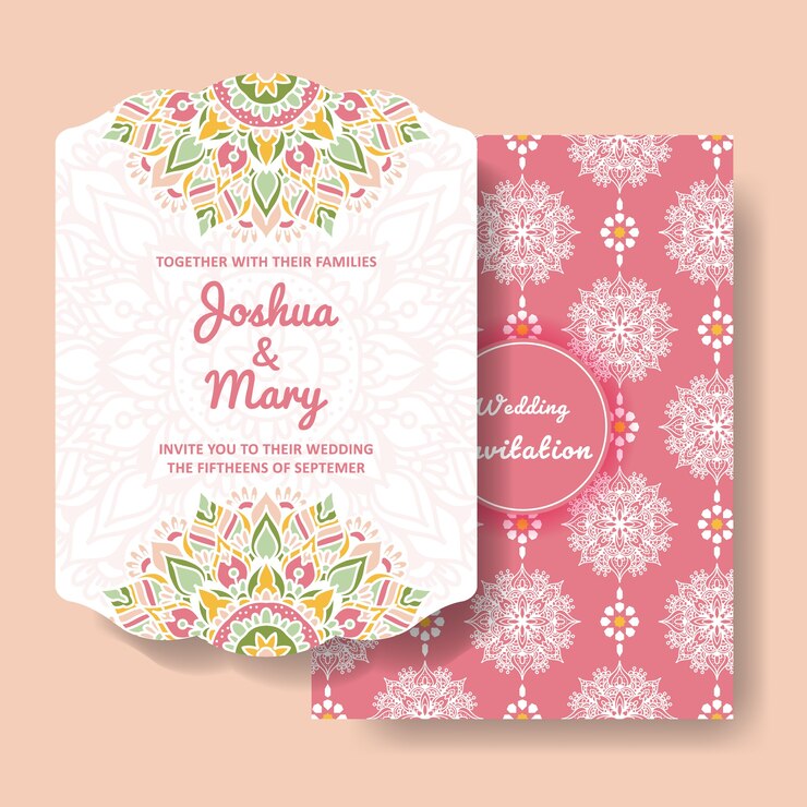 Invitation de mariage avec l'ornement de mandala