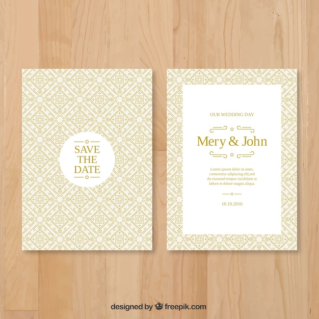 Invitation De Mariage D'ornement D'or