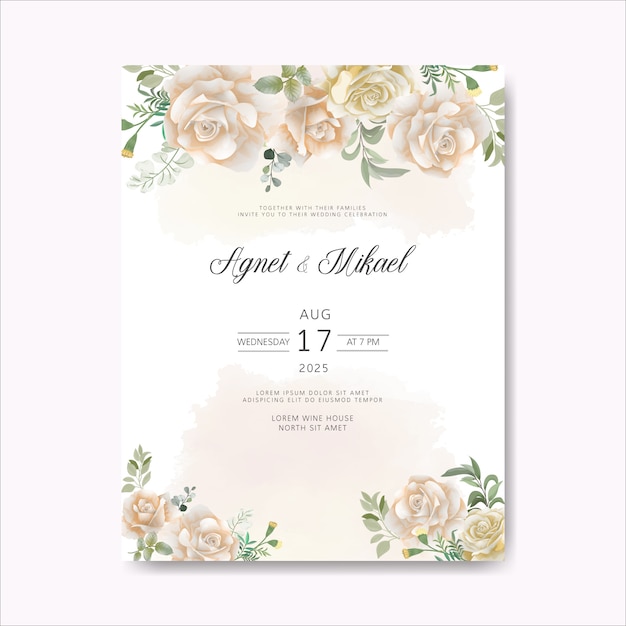 Invitation De Mariage Romantique Avec De Belles Fleurs