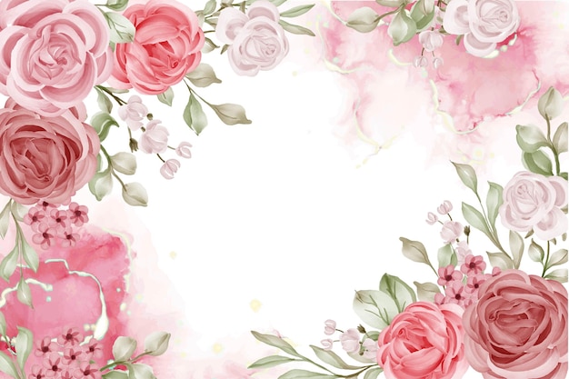 Vecteur invitation mariage romantique cadre fleur rose rose