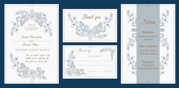 Invitation De Mariage, Rsvp, Merci, Carte De Menu, Design Moderne