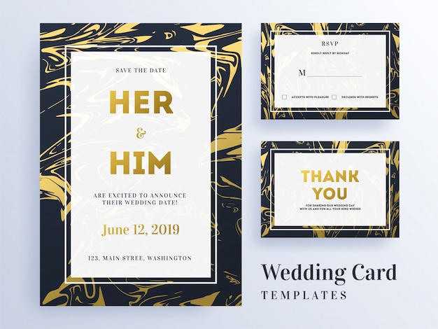 Invitation De Mariage, Rsvp Et Mise En Page De La Carte De Remerciement