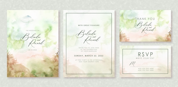 Invitation De Mariage Sertie D'aquarelle De Concept De Forêt