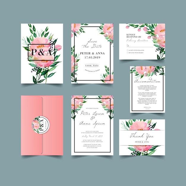 Invitation De Mariage Sertie D'aquarelle Florale