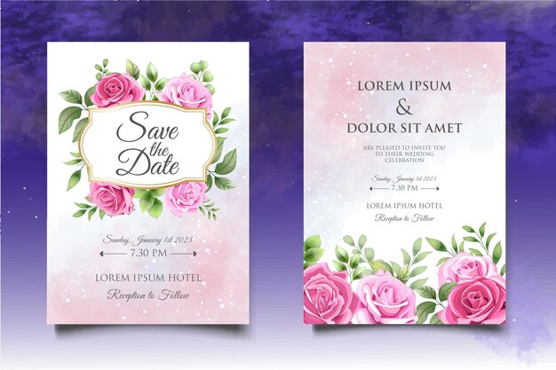 Invitation De Mariage Sertie De Belles Fleurs Et Feuilles