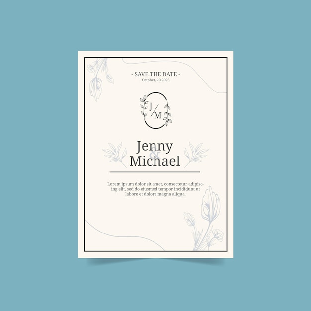 invitation de mariage simple dessinée à la main