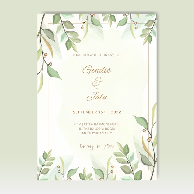 Invitation De Mariage Avec Vecteur De Feuilles