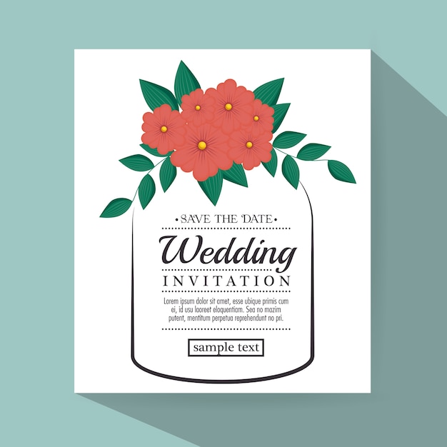 Invitation De Mariage Vintage Avec Des éléments Floraux