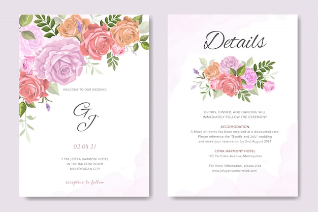 Invitation De Mariage Vintage Avec Ornement Floral