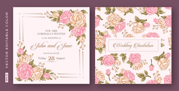 Vecteur invitation de mariage vintage