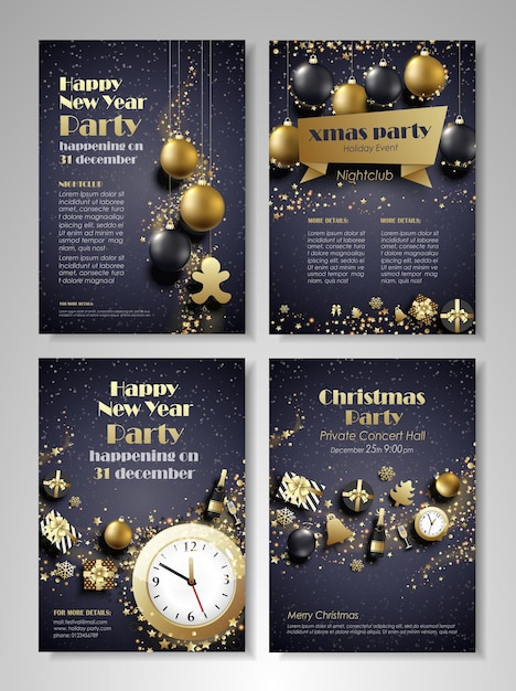 Invitation de vacances de brochure de dépliant de fête de joyeux Noël et de bonne année