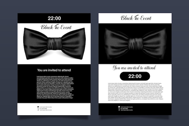 Invitation à Des Vacances Avec Un Noeud Papillon En Noir Sur Fond Blanc Avec Une Inscription Style Hipster