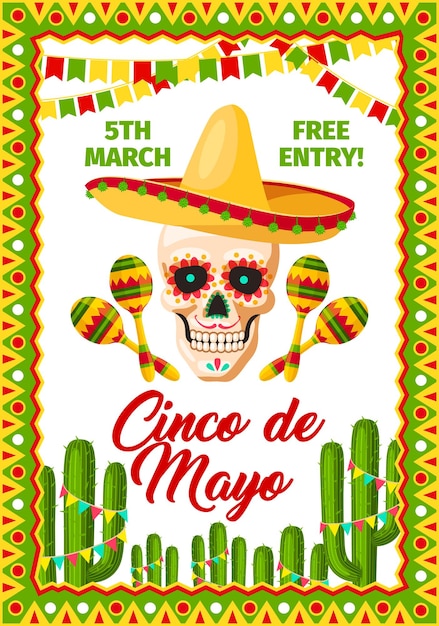 Invitation de vecteur de fête mexicaine Cinco de Mayo