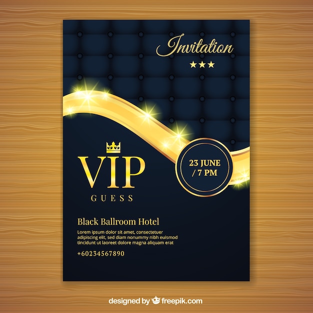 Vecteur invitation vip d'or