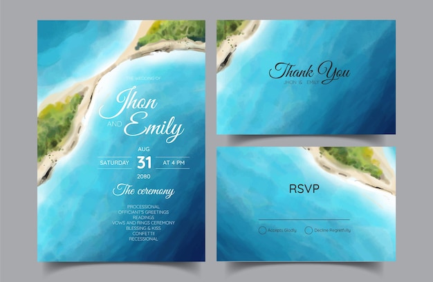 Invitations De Cartes De Mariage Enregistrez La Date Conceptions De Style Océan Et île Fond De Mariage D'été Romantique En Bord De Mer