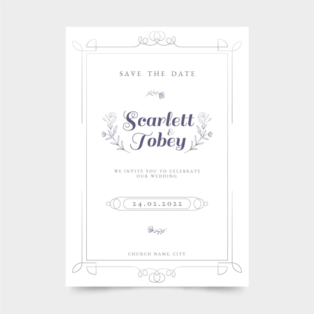 Invitations de mariage formelles dégradées
