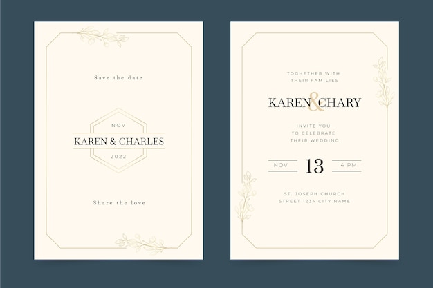 Invitations De Mariage Formelles Dégradées