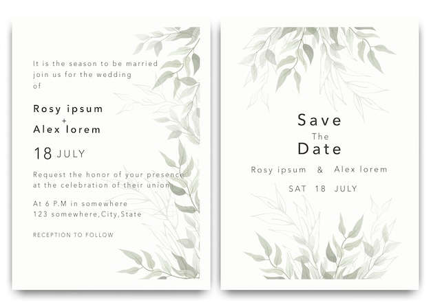 Les Invitations De Mariage Sauvent La Conception De Carte De Date Avec L'anémone élégante De Jardin.