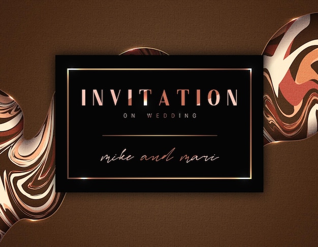 Vecteur invitations de mariage vintage, cadre doré, texture rétro. carte avec un fond abstrait pour les vacances. modèle de flyer de design moderne