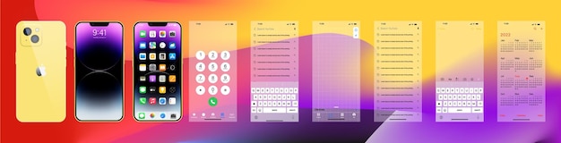 Iphone 15 Maquette Apple Interface Apple Applications Apple Page de navigation du téléphone Notes de calendrier menu principal de l'historique Concept de conception d'écran d'appel IOS Illustration vectorielle éditoriale