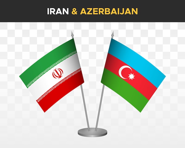 L'iran Contre L'azerbaïdjan Maquette De Drapeaux De Bureau Isolé 3d Drapeaux De Table D'illustration Vectorielle