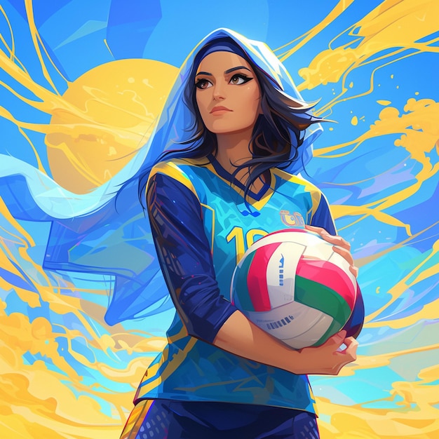 Vecteur une iranienne joue au volley-ball.