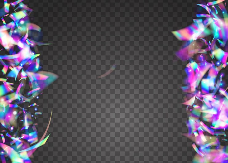 Vecteur iridescent glare disco design bokeh tinsel surreal foil fies