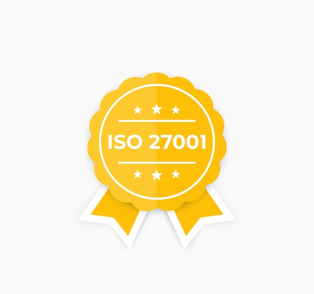 Vecteur iso 27001, norme de sécurité de l'information, badge.