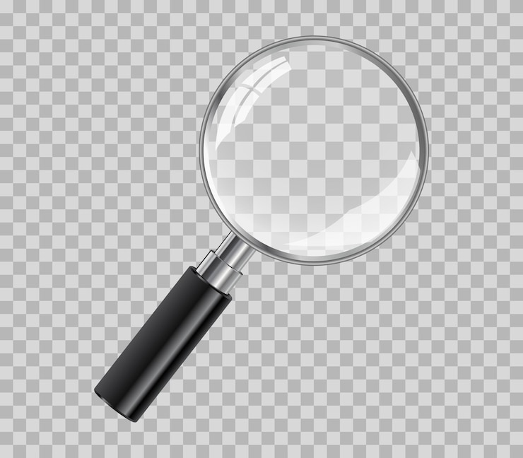 Vecteur isolat de verre loupe 3d