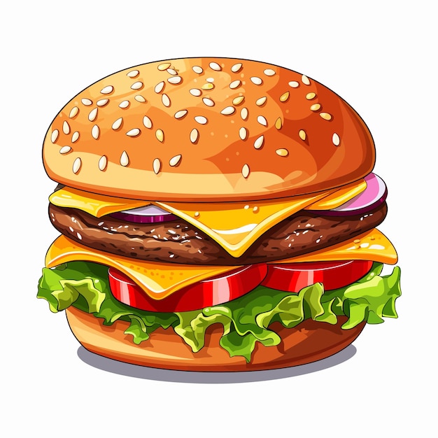 Vecteur isolated_delicious_hamburger_cartoon_vector