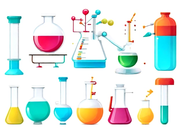 Vecteur isolé objets et icônes scientifiques colorés vecteur ensemble vecteur