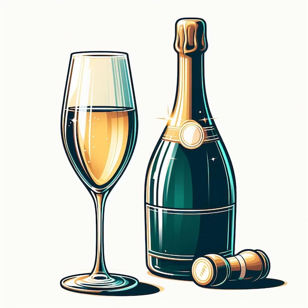Vecteur isolé verre moderne frais fruité délicieux luxueux champagne vector illustration dessin d'icône