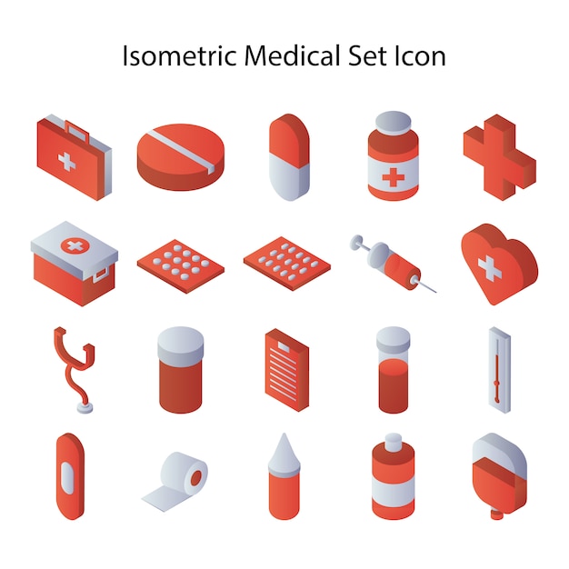 Vecteur isometric medical set icon