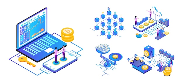 Isométrique des crypto-monnaies Bitcoin
