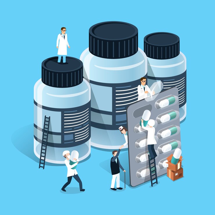 Vecteur isométrique du concept de gestion de la médecine