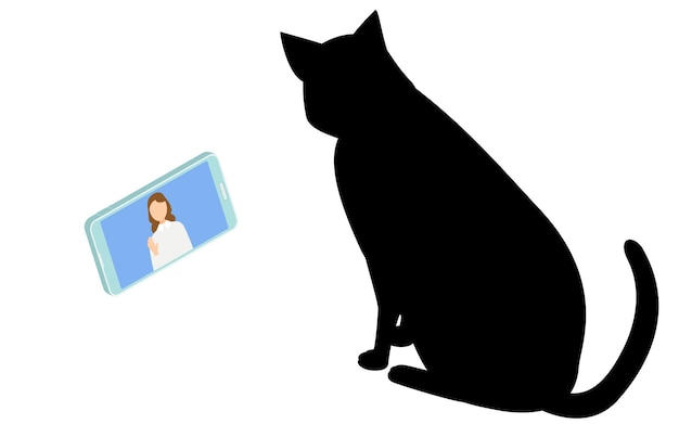 Vecteur isométrique une illustration d'un chat lors d'une réunion en ligne