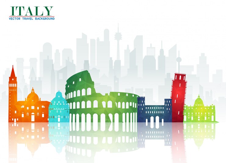 Vecteur italie landmark global travel and journey papier