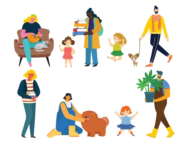 J'adore Ma Famille. Illustration Vectorielle Mignon Avec Mère, Père, Fille