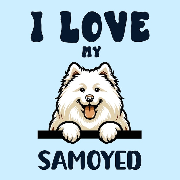 J'adore Mon T-shirt Samoyed Conçu Par Vector