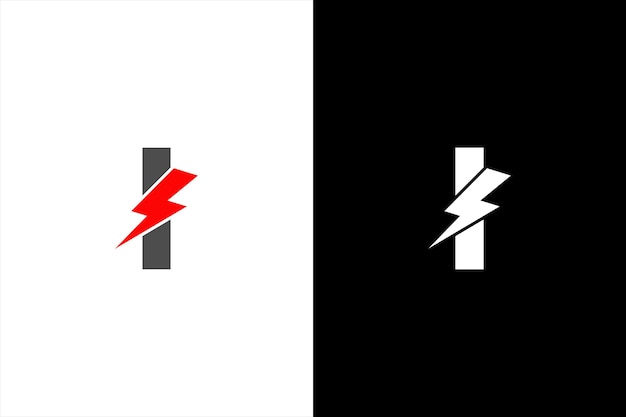 J'ai logo vecteur d'énergie pour la société d'identité. Boulon électrique Lettre I Logo Illustration vectorielle