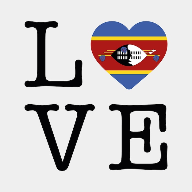 Vecteur j'aime l'icône de coeur de drapeau d'eswatini illustration vectorielle