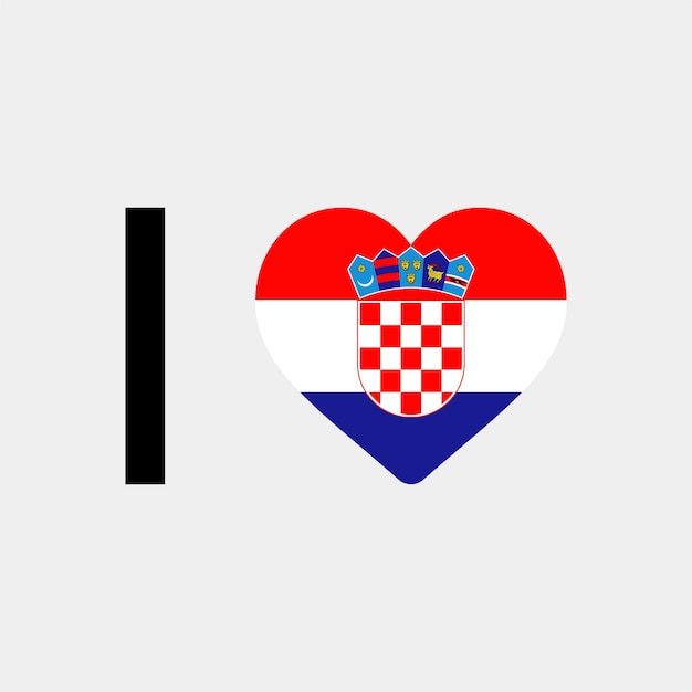 J'aime l'illustration vectorielle de Croatie pays coeur