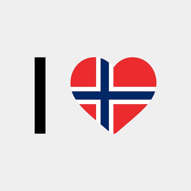 J'aime l'illustration vectorielle Norvège pays coeur