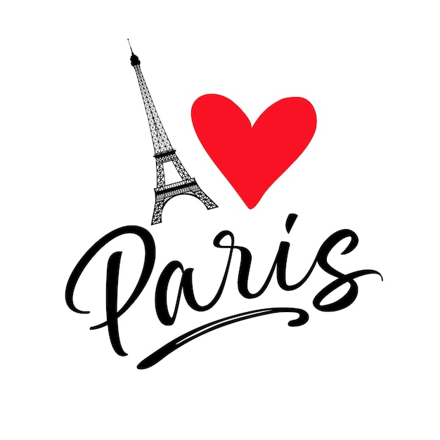 J'aime Le Lettrage Dessiné à La Main De Paris Et Le Lettrage à L'encre De Paris De La Tour Eiffel Pour Un T-shirt Ou Un Vêtement