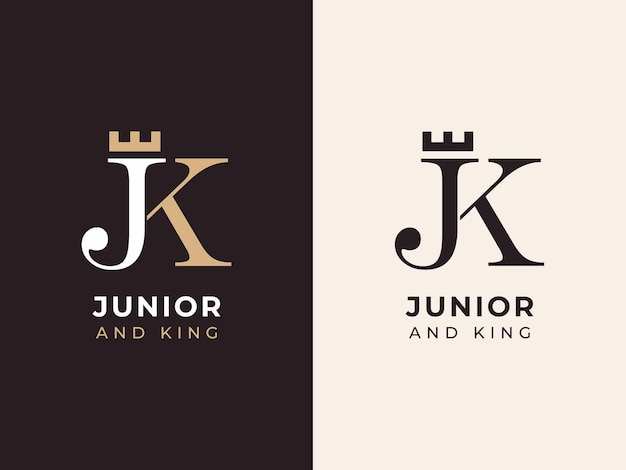 J Et K Initial Avec Le Concept De Conception De Logo De Couronne